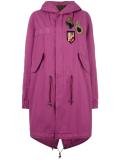 multi patch hooded coat