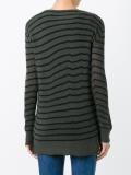 striped distressed fine knit jumper