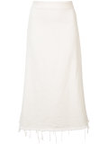 frayed hem pencil skirt