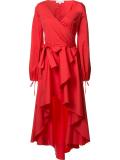cascading tail V-neck dress
