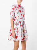 heart print flared dress