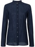 perforated manadarin collar shirt