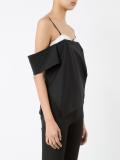 cut-off shoulders asymmetric blouse