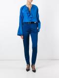 zipped ruffle collar blouse