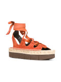 platform tied-up sandals
