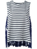lace back striped top 