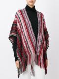 zig-zag fringed knit poncho