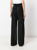 paper bag wide leg trousers
