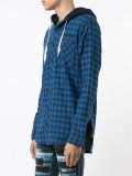checked buttoned hoodie