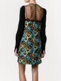 sheer panel heart print dress