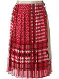 scarf print pleated skirt