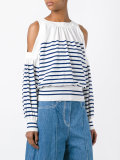 striped cold shoulder jumper