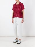 dots print lace detailing blouse