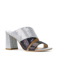 metallic chunky heel sandals 