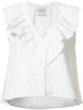 ruffled V-neck buttoned tank