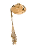 tassel detail metallic clutch