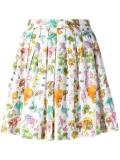 pleated mushroom print skirt