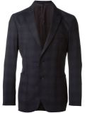 checked pattern notched lapels blazer