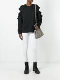 drawstring cold shoulder sweatshirt 