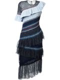 'Octave' embroidered ruffle dress