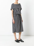 wavy print midi dress
