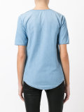 buttoned shoulder denim T-shirt