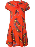 feather print shirt dress