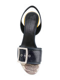 snakeskin effect buckled sandals