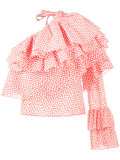 printed ruffle one-shoulder top