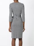 chain print wrap dress