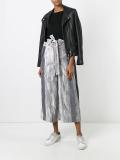 tied belt cropped trousers