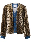 leopard detail denim jacket