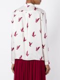 leaf print pussy bow blouse
