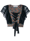 cropped lace-up top