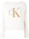 metallic logo print sweatshirt