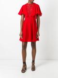 macramé neck flared dress