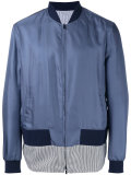 striped hem bomber jacket
