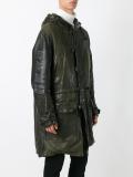 hooded leather coat