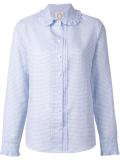 ruffle collar grid print shirt