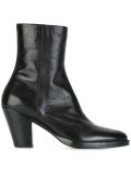 stacked heel ankle boots