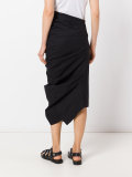 Asymmetric ruched midi skirt