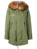 raccoon fur-trimmed unlined parka