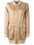 collarless bomber style coat
