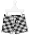 checked swim shorts