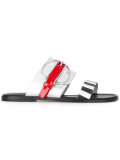 striped slip-on sandals