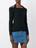 cold shoulder buckled jumper