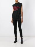 raw edge sleeveless sweatshirt