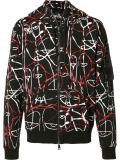 abstract motif zipped hoodie