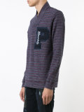 striped V-neck sweatshirt