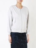 collarless bomber jacket